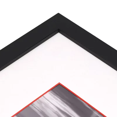 1,5 mm passe-partout – wit met gekleurde kern met uitsnede op maat 20x20 cm | White-Red