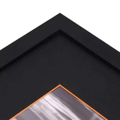 1,5 mm passe-partout – zwart met gekleurde kern met uitsnede op maat 20x20 cm | Black-Orange