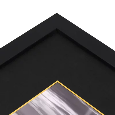 1,5 mm passe-partout – zwart met gekleurde kern met uitsnede op maat 20x20 cm | Black-Yellow