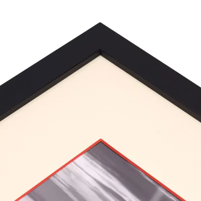 1,5 mm passe-partout – crème met gekleurde kern met uitsnede op maat 20x20 cm | Cream-Red