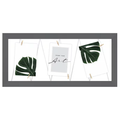 Portafoto multiplo con cordicella per 4 immagini 4x10x15 cm | grigio | Cornice vuota (senza vetro e senza pannello posteriore)