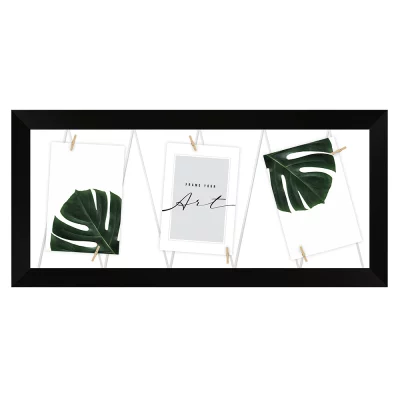 Portafoto multiplo con cordicella per 4 immagini 4x10x15 cm | nero spazzolato | Cornice vuota (senza vetro e senza pannello posteriore)