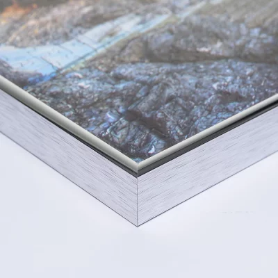 Aluminowa rama na puzle od 100 do 500 elementów 34x42 cm | srebrny na wysoki połysk | szkło sztuczne (1,5 mm)