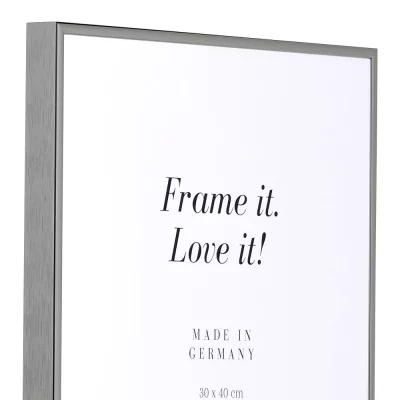 Alurahmen Quadro XL Maßanfertigung antiksilber hochglanz | Kunstglas UV 99 entspiegelt (2 mm)