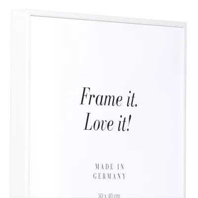 Alurahmen Quadro XL Maßanfertigung weiß RAL 9016 | Kunstglas UV 99 entspiegelt (2 mm)
