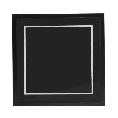 Thumbnail von Schwarzer Schallplattenrahmen für Cover mit schwarzem Doppelpassepartout Schwarz mit Silberkante