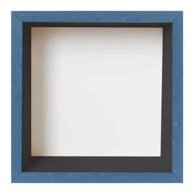 Fotokader met spaarpot 20x20 cm | blauw met zwarte box | normaal glas (2 mm)