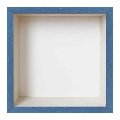 Fotokader met spaarpot 20x20 cm | blauw met witte box | normaal glas (2 mm)