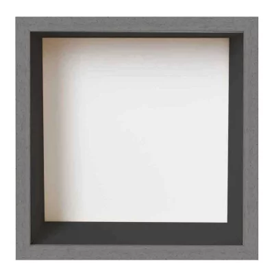Fotokader met spaarpot 20x20 cm | lichtgrijs met zwarte box | normaal glas (2 mm)