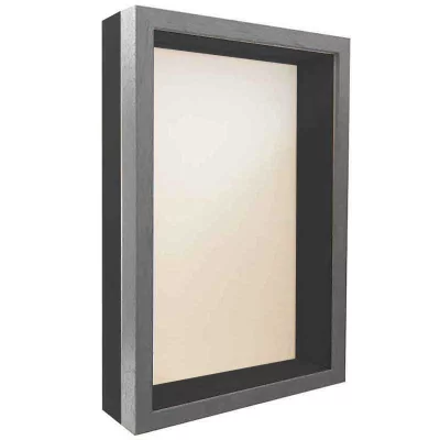 Spardosenrahmen 20x30 cm | Hellgrau mit schwarzer Box | Normalglas (2 mm)