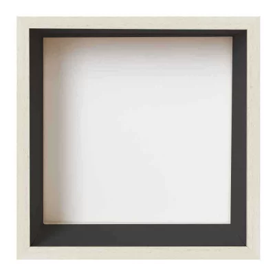 Fotokader met spaarpot 20x20 cm | wit met zwarte box | normaal glas (2 mm)