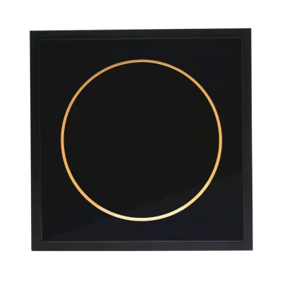Thumbnail von Schwarzer Schallplattenrahmen für Vinyl-Platte mit schwarzem Doppelpassepartout Schwarz mit Goldkante