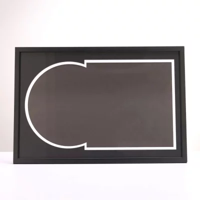 Thumbnail von Schwarzer Schallplattenrahmen für Vinyl und Cover mit schwarzem Doppelpassepartout Schwarz mit Silberkante
