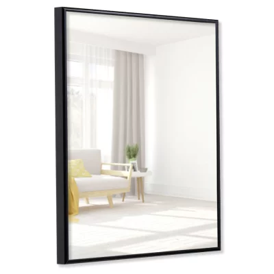 Alu-Spiegelrahmen Quadro 18x24 cm | schwarz hochglanz | Spiegel (3 mm)