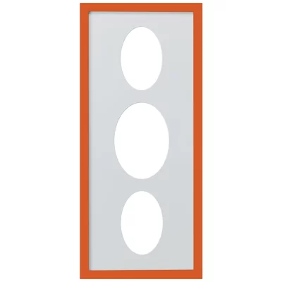 3er Galerierahmen Top Cube in 25x60 cm Ovalausschnitt 2x10x15 cm, 1x13x18 cm | orange | Normalglas (2 mm)