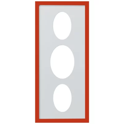 3er Galerierahmen Top Cube in 25x60 cm Ovalausschnitt 2x10x15 cm, 1x13x18 cm | rot | Normalglas (2 mm)