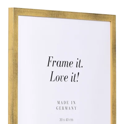 Holzrahmen Maßanfertigung Top Pro S gold | Kunstglas UV 99 entspiegelt (2 mm)