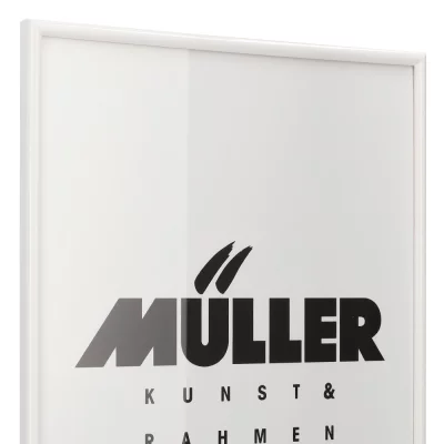 Houten fotolijst Hessen op maat wit, glanzend | normaal glas (2 mm)