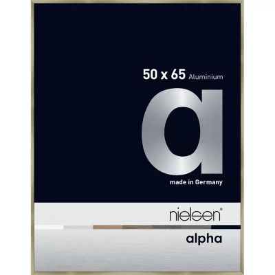 Alurahmen Alpha 50x65 cm | Brushed Edelstahl | Normalglas (2 mm)