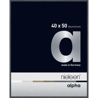 Alurahmen Alpha 40x50 cm | Dunkelgrau glanz | Normalglas (2 mm)