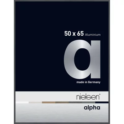Alurahmen Alpha 50x65 cm | Dunkelgrau glanz | Normalglas (2 mm)