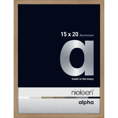 Alurahmen Alpha 15x20 cm | Eiche (furnierte Oberfläche) | Normalglas (2 mm)