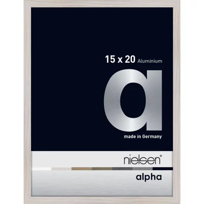 Alurahmen Alpha 15x20 cm | Eiche weiß (furnierte Oberfläche) | Normalglas (2 mm)