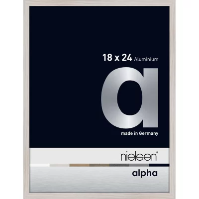 Alurahmen Alpha 18x24 cm | Eiche weiß (furnierte Oberfläche) | Normalglas (2 mm)