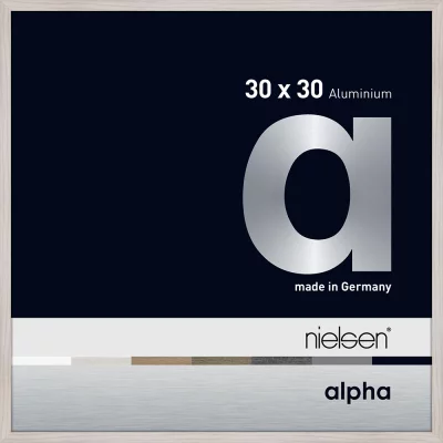Alurahmen Alpha 30x30 cm | Eiche weiß (furnierte Oberfläche) | Normalglas (2 mm)
