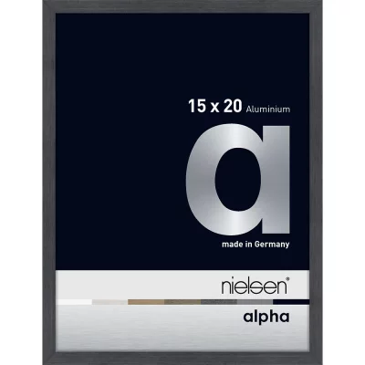 Alurahmen Alpha 15x20 cm | Grau (furnierte Oberfläche) | Normalglas (2 mm)