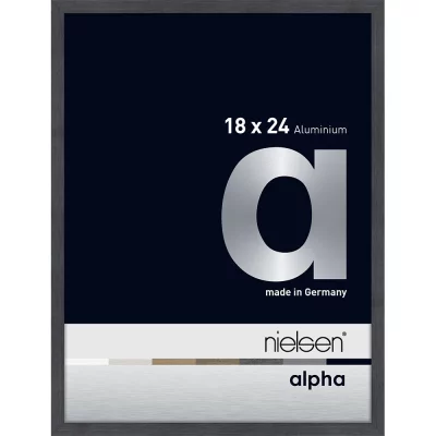 Alurahmen Alpha 18x24 cm | Grau (furnierte Oberfläche) | Normalglas (2 mm)
