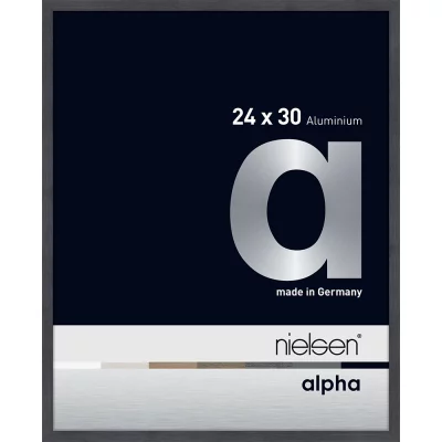 Alurahmen Alpha 24x30 cm | Grau (furnierte Oberfläche) | Normalglas (2 mm)