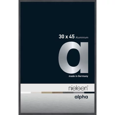 Alurahmen Alpha 30x45 cm | Grau (furnierte Oberfläche) | Normalglas (2 mm)