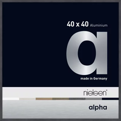 Alurahmen Alpha 40x40 cm | Grau (furnierte Oberfläche) | Normalglas (2 mm)