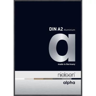 Alurahmen Alpha 42x59,4 cm (A2) | Grau (furnierte Oberfläche) | Normalglas (2 mm)