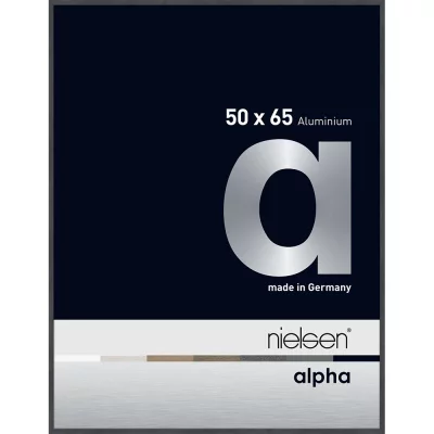 Alurahmen Alpha 50x65 cm | Grau (furnierte Oberfläche) | Normalglas (2 mm)