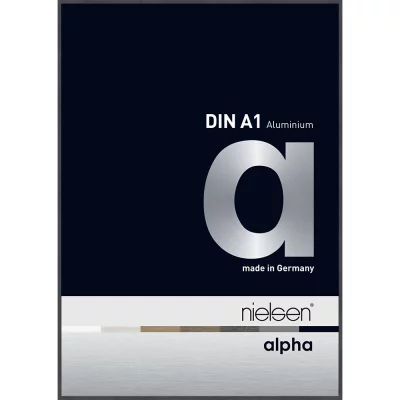 Alurahmen Alpha 59,4x84,1 cm (A1) | Grau (furnierte Oberfläche) | Normalglas (2 mm)