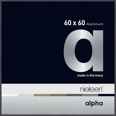 Alurahmen Alpha 60x60 cm | Grau (furnierte Oberfläche) | Normalglas (2 mm)