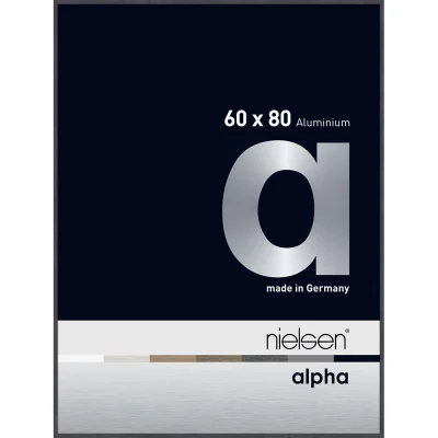 Alurahmen Alpha 60x80 cm | Grau (furnierte Oberfläche) | Normalglas (2 mm)