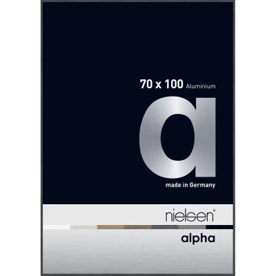 Alurahmen Alpha 70x100 cm | Grau (furnierte Oberfläche) | Normalglas (2 mm)