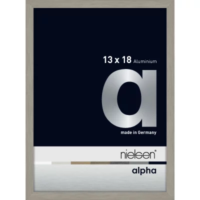 Cornice in alluminio Alpha 13x18 cm | grigio chiaro con impiallacciatura | Vetro standard (2 mm)
