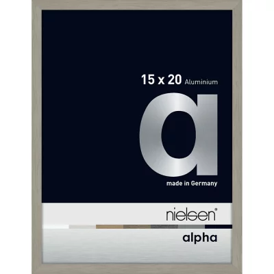 Aluminiumram Alpha 15x20 cm | ljusgrå (yta av faner) | Standardglas (2 mm)
