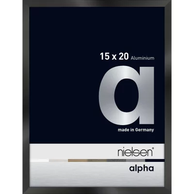 Alurahmen Alpha 15x20 cm | Schwarz glanz eloxiert | Normalglas (2 mm)