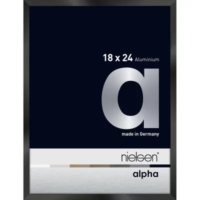 Alurahmen Alpha 18x24 cm | Schwarz glanz eloxiert | Normalglas (2 mm)