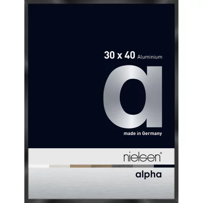 Aluminium lijst Alpha 30x40 cm | zwart, glanzend, geanodiseerd | museumglas UV 70, optisch ontspiegeld