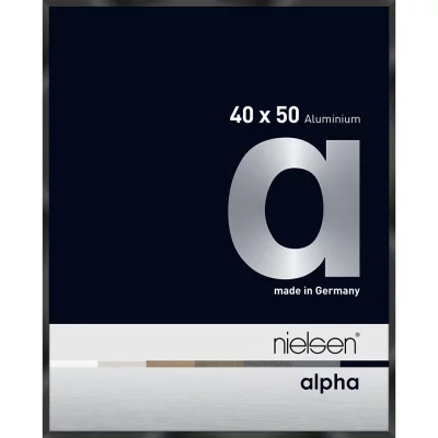 Alurahmen Alpha 40x50 cm | Schwarz glanz eloxiert | Normalglas (2 mm)