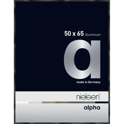 Alurahmen Alpha 50x65 cm | Schwarz glanz eloxiert | Normalglas (2 mm)