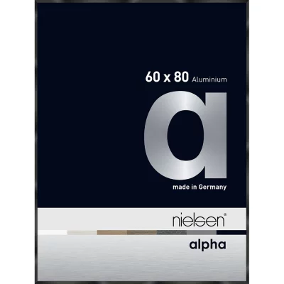 Alurahmen Alpha 60x80 cm | Schwarz glanz eloxiert | Normalglas (2 mm)