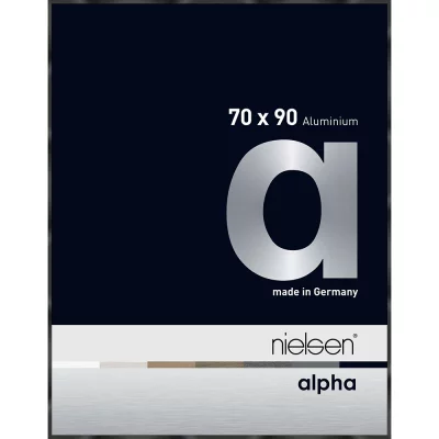 Alurahmen Alpha 70x90 cm | Schwarz glanz eloxiert | Normalglas (2 mm)