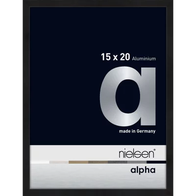 Alurahmen Alpha 15x20 cm | Schwarz matt eloxiert | Normalglas (2 mm)